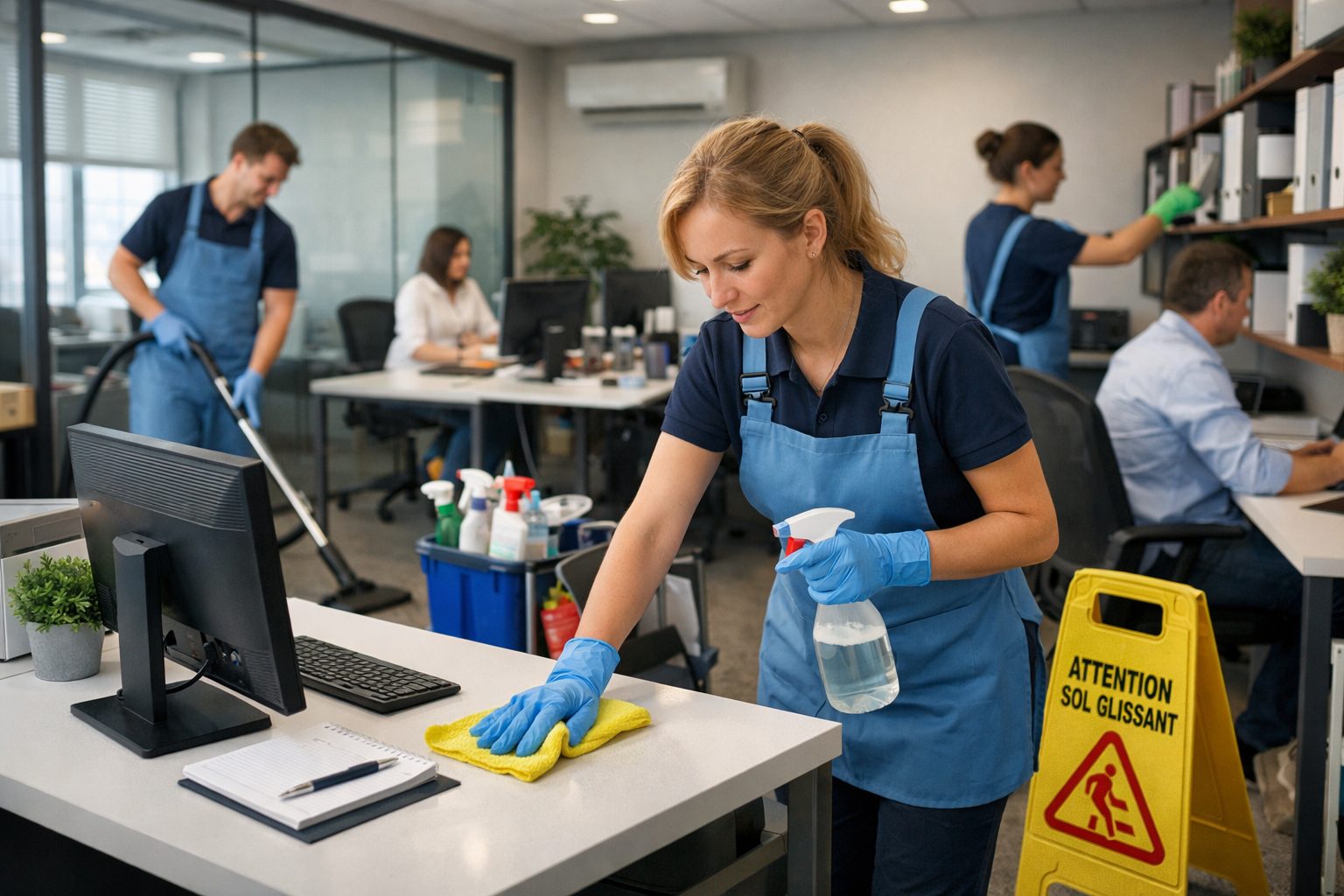 Bureaux propres et soignés dans un cabinet ou une petite agence après un entretien professionnel