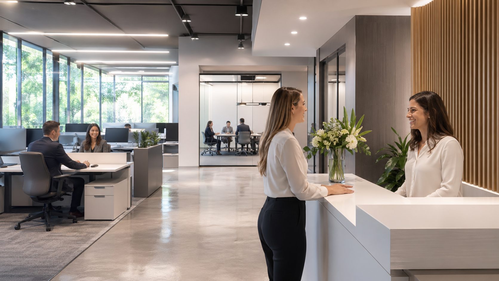 Bureaux modernes propres et lumineux illustrant l’impact d’un entretien irréprochable sur la marque employeur