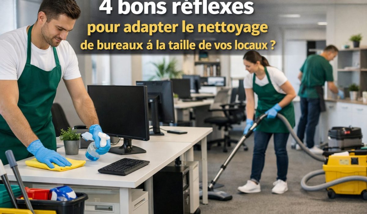 Agents de nettoyage dans des bureaux professionnels adaptant l’entretien à la taille des locaux