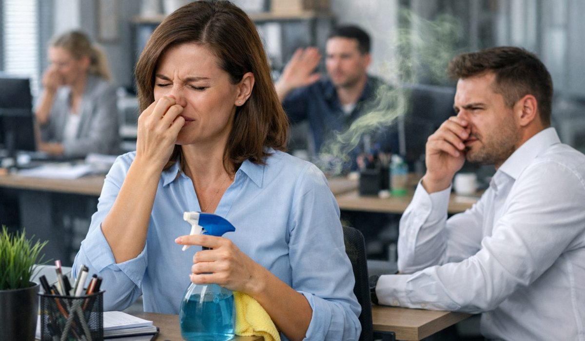 Employés gênés par de mauvaises odeurs dans un bureau malgré un nettoyage régulier