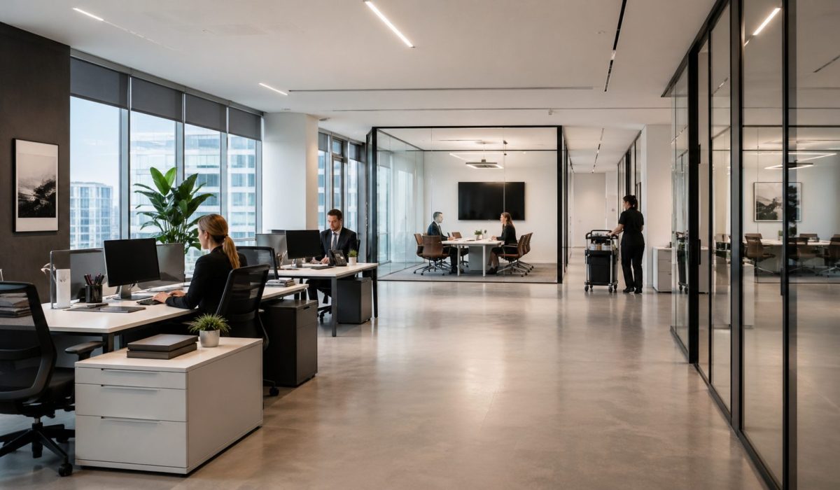 Bureaux modernes propres et bien entretenus favorisant une ambiance professionnelle en entreprise