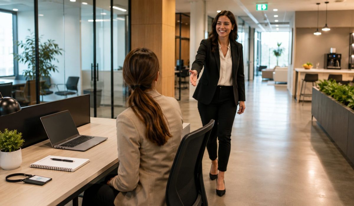 Nouveau salarié accueilli dans un bureau propre et soigné dès son premier jour